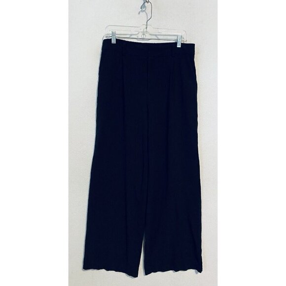 ModCloth Pants Womens Large Black Pleated Front Wide Leg Stretch Waist Work - Picture 1 of 8